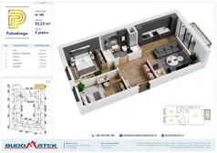 3 pokoje, mieszkanie 55,23 m², piętro 3, oferta nr A404, Pułaskiego, Siedlce, ul. Pułaskiego
