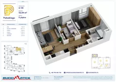 3 pokoje, mieszkanie 52,04 m², piętro 5, oferta nr A603, Pułaskiego, Siedlce, ul. Pułaskiego