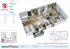 4 pokoje, mieszkanie 75,65 m², piętro 1, oferta nr G7.10, Geometryczna 7, Warszawa, Białołęka, Grodzisk, ul. Geometryczna 7