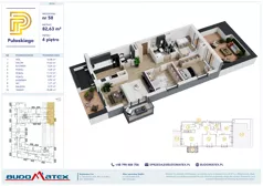 4 pokoje, mieszkanie 82,63 m², piętro 4, oferta nr A504, Pułaskiego, Siedlce, ul. Pułaskiego
