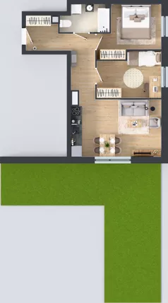 3 pokoje, mieszkanie 52,01 m², parter, oferta nr Z7.01, Osiedle Zbytki II, Warszawa, Białołęka, Nowodwory, ul. Zbytki 7