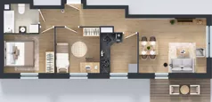 3 pokoje, mieszkanie 57,78 m², piętro 1, oferta nr Z7.10, Osiedle Zbytki II, Warszawa, Białołęka, Nowodwory, ul. Zbytki 7