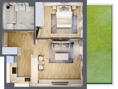 2 pokoje, mieszkanie 43,84 m², parter, oferta nr G5A.02, Geometryczna 5A, Warszawa, Białołęka, Grodzisk, ul. Geometryczna 5, 5A