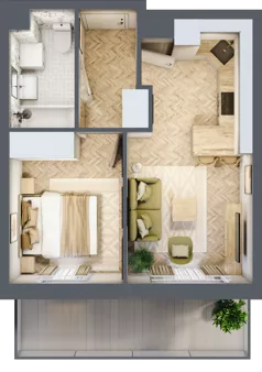 2 pokoje, mieszkanie 33,23 m², piętro 1, oferta nr Z9.07, Osiedle Zbytki, Warszawa, Białołęka, Nowodwory, ul. Zbytki 9