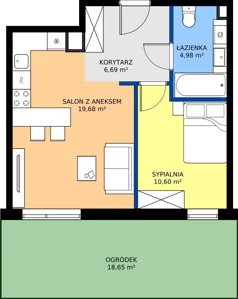 2 pokoje, mieszkanie 41,95 m², parter, oferta nr G7.05, Geometryczna 7, Warszawa, Białołęka, Grodzisk, ul. Geometryczna 7