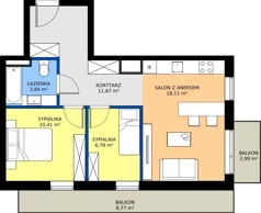 3 pokoje, mieszkanie 51,01 m², piętro 2, oferta nr G7.51, Geometryczna 7, Warszawa, Białołęka, Grodzisk, ul. Geometryczna 7