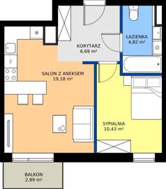 2 pokoje, mieszkanie 41,12 m², piętro 2, oferta nr G7.19, Geometryczna 7, Warszawa, Białołęka, Grodzisk, ul. Geometryczna 7