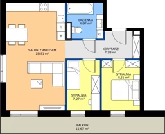3 pokoje, mieszkanie 57,04 m², piętro 2, oferta nr G7.45, Geometryczna 7, Warszawa, Białołęka, Grodzisk, ul. Geometryczna 7