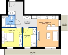 3 pokoje, mieszkanie 51,01 m², piętro 1, oferta nr G7.43, Geometryczna 7, Warszawa, Białołęka, Grodzisk, ul. Geometryczna 7
