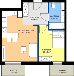 2 pokoje, mieszkanie 41,12 m², piętro 2, oferta nr G7.50, Geometryczna 7, Warszawa, Białołęka, Grodzisk, ul. Geometryczna 7