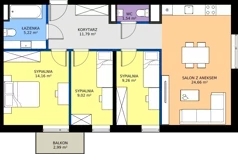 4 pokoje, mieszkanie 75,65 m², piętro 3, oferta nr G7.24, Geometryczna 7, Warszawa, Białołęka, Grodzisk, ul. Geometryczna 7