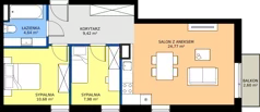 3 pokoje, mieszkanie 57,49 m², piętro 3, oferta nr G7.28, Geometryczna 7, Warszawa, Białołęka, Grodzisk, ul. Geometryczna 7