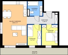 3 pokoje, mieszkanie 57,14 m², piętro 3, oferta nr G7.53, Geometryczna 7, Warszawa, Białołęka, Grodzisk, ul. Geometryczna 7