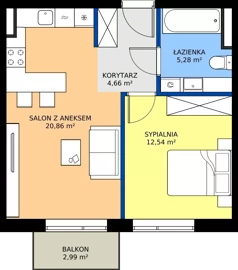 2 pokoje, mieszkanie 43,34 m², piętro 1, oferta nr G7.11, Geometryczna 7, Warszawa, Białołęka, Grodzisk, ul. Geometryczna 7