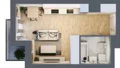 1 pokój, mieszkanie 27,14 m², piętro 1, oferta nr A.01.M002, Złota Wilga, Warszawa, Praga Południe, Gocław, ul. Złotej Wilgi 2