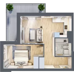 2 pokoje, mieszkanie 41,34 m², piętro 1, oferta nr A.01.M003, Złota Wilga, Warszawa, Praga Południe, Gocław, ul. Złotej Wilgi 2