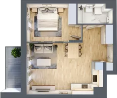 2 pokoje, mieszkanie 45,23 m², piętro 2, oferta nr B.02.M035, Złota Wilga, Warszawa, Praga Południe, Gocław, ul. Złotej Wilgi 2