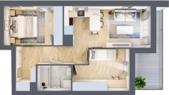 3 pokoje, mieszkanie 48,08 m², piętro 1, oferta nr C.01.M075, Złota Wilga, Warszawa, Praga Południe, Gocław, ul. Złotej Wilgi 2