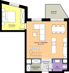4 pokoje, mieszkanie 81,14 m², piętro 1, oferta nr A.A1.1.M4, Osiedle EMaya, Wrocław, Żerniki, Fabryczna, ul. Ernsta Maya