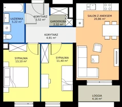 3 pokoje, mieszkanie 61,33 m², piętro 1, oferta nr A.A1.1.M2, Osiedle EMaya, Wrocław, Żerniki, Fabryczna, ul. Ernsta Maya