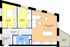 3 pokoje, mieszkanie 68,89 m², piętro 1, oferta nr A.A2.1.M9, Osiedle EMaya, Wrocław, Żerniki, Fabryczna, ul. Ernsta Maya