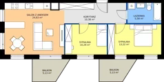 3 pokoje, mieszkanie 64,10 m², piętro 1, oferta nr A.A2.1.M6, Osiedle EMaya, Wrocław, Żerniki, Fabryczna, ul. Ernsta Maya