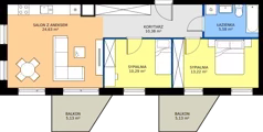 3 pokoje, mieszkanie 64,10 m², piętro 2, oferta nr A.A2.2.M11, Osiedle EMaya, Wrocław, Żerniki, Fabryczna, ul. Ernsta Maya