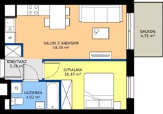 2 pokoje, mieszkanie 36,02 m², piętro 2, oferta nr B.B1.2.M24, Osiedle EMaya, Wrocław, Żerniki, Fabryczna, ul. Ernsta Maya