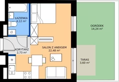 1 pokój, mieszkanie 29,33 m², piętro 1, oferta nr B.B3.1.M8, Osiedle EMaya, Wrocław, Żerniki, Fabryczna, ul. Ernsta Maya