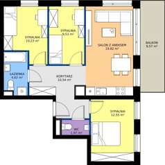 4 pokoje, mieszkanie 69,26 m², piętro 1, oferta nr B.B3.1.M6, Osiedle EMaya, Wrocław, Żerniki, Fabryczna, ul. Ernsta Maya