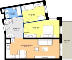 3 pokoje, mieszkanie 64,29 m², piętro 1, oferta nr B.B1.1.M16, Osiedle EMaya, Wrocław, Żerniki, Fabryczna, ul. Ernsta Maya