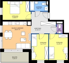 4 pokoje, mieszkanie 78,18 m², parter, oferta nr B.B1.0.M8, Osiedle EMaya, Wrocław, Żerniki, Fabryczna, ul. Ernsta Maya
