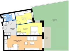 3 pokoje, mieszkanie 64,29 m², piętro 1, oferta nr B.B1.1.M16, Osiedle EMaya, Wrocław, Żerniki, Fabryczna, ul. Ernsta Maya
