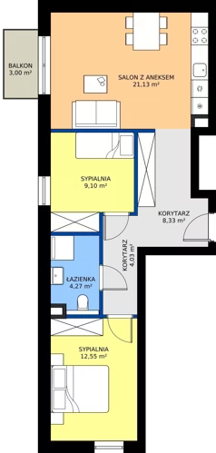 3 pokoje, mieszkanie 59,41 m², piętro 2, oferta nr 30, Traugutta Wołomin, Wołomin, ul. Traugutta