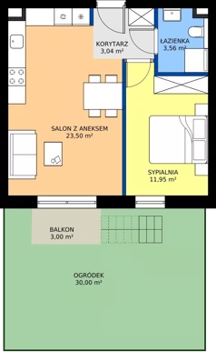 2 pokoje, mieszkanie 42,05 m², parter, oferta nr 03, Traugutta Wołomin, Wołomin, ul. Traugutta