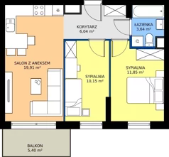 3 pokoje, mieszkanie 51,59 m², parter, oferta nr 7, Zielone Południe, Radom, Południe, ul. Boczna