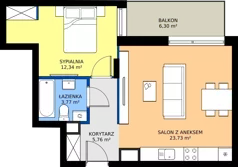 2 pokoje, mieszkanie 45,60 m², piętro 1, oferta nr 12, Zielone Południe, Radom, Południe, ul. Boczna
