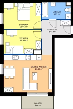 3 pokoje, mieszkanie 63,64 m², piętro 1, oferta nr 16, Zielone Południe, Radom, Południe, ul. Boczna