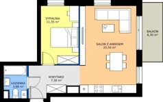 2 pokoje, mieszkanie 47,83 m², piętro 1, oferta nr 53, Zielone Południe, Radom, Południe, ul. Boczna