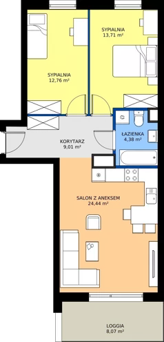 3 pokoje, mieszkanie 64,30 m², parter, oferta nr 5, Zielone Południe, Radom, Południe, ul. Boczna