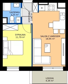 2 pokoje, mieszkanie 36,95 m², parter, oferta nr 6, Zielone Południe, Radom, Południe, ul. Boczna