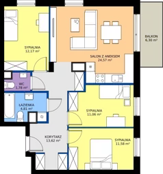 4 pokoje, mieszkanie 79,59 m², piętro 1, oferta nr 10, Zielone Południe, Radom, Południe, ul. Boczna