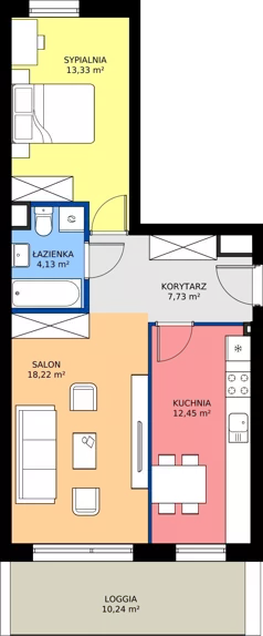 2 pokoje, mieszkanie 55,78 m², parter, oferta nr 45, Zielone Południe, Radom, Południe, ul. Boczna