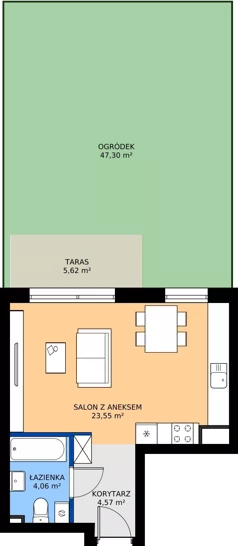 1 pokój, mieszkanie 31,97 m², piętro 1, oferta nr 52, Zielone Południe, Radom, Południe, ul. Boczna