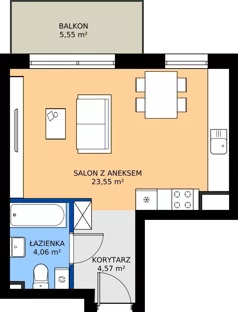 1 pokój, mieszkanie 32,18 m², piętro 1, oferta nr 52, Zielone Południe, Radom, Południe, ul. Boczna