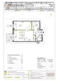 2 pokoje, mieszkanie 38,43 m², piętro 1, oferta nr A.K1.4, Porto Żerań, Warszawa, Białołęka, Żerań, ul. Myśliborska