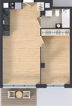2 pokoje, mieszkanie 41,63 m², piętro 5, oferta nr A.K1.26, Porto Żerań, Warszawa, Białołęka, Żerań, ul. Myśliborska