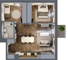 3 pokoje, mieszkanie 55,27 m², piętro 2, oferta nr A.2.17, Jabłonova, Piaseczno, ul. Jabłoniowa