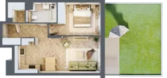 2 pokoje, mieszkanie 47,29 m², parter, oferta nr B.P0.16, Mirabelki 5, Warszawa, Białołęka, Brzeziny, ul. Mirabelki 5