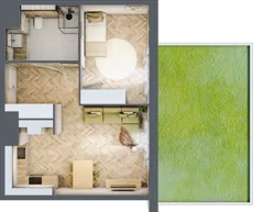 2 pokoje, mieszkanie 45,59 m², parter, oferta nr C.P0.50, Mirabelki 5, Warszawa, Białołęka, Brzeziny, ul. Mirabelki 5
